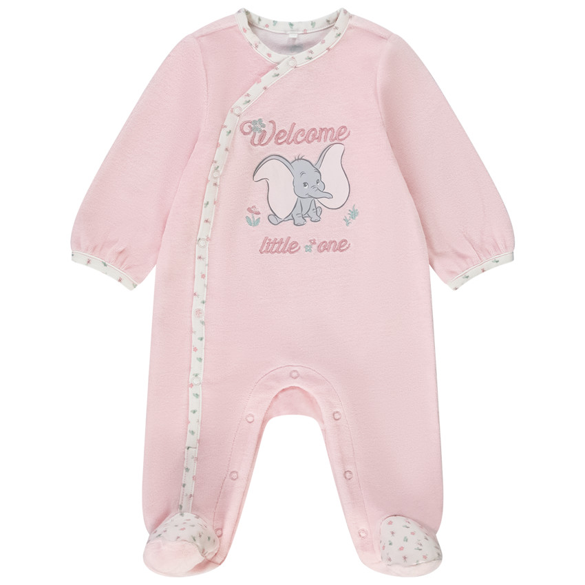 Dors-bien en velours Dumbo Disney pour bébé fille avec ouvertures différentes selon l'âge 