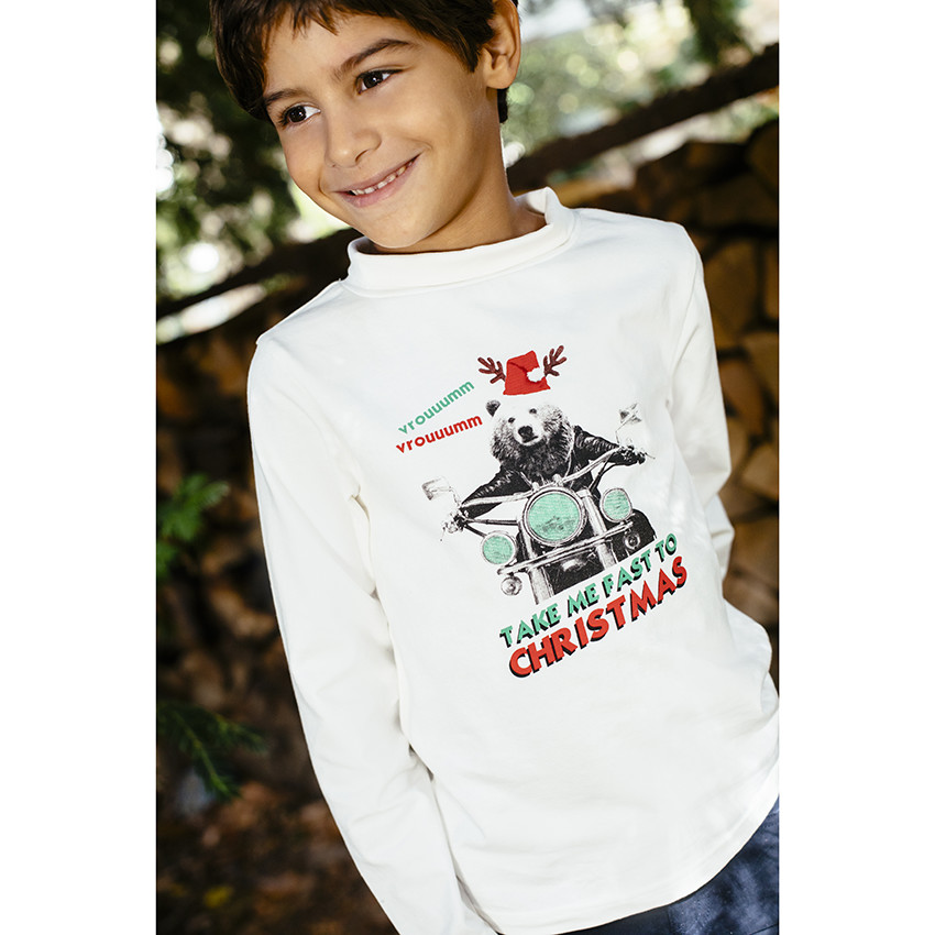 Μπλουζάκι Γιακάς cheminée με οργανικό βαμβάκι σχέδιο σε στυλ Χριστούγεννα 