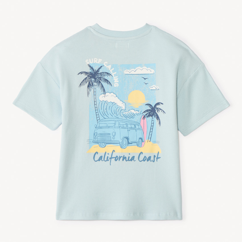 T-shirt κοντό μανίκι από πλέγμα με τύπωμα για αγόρι 