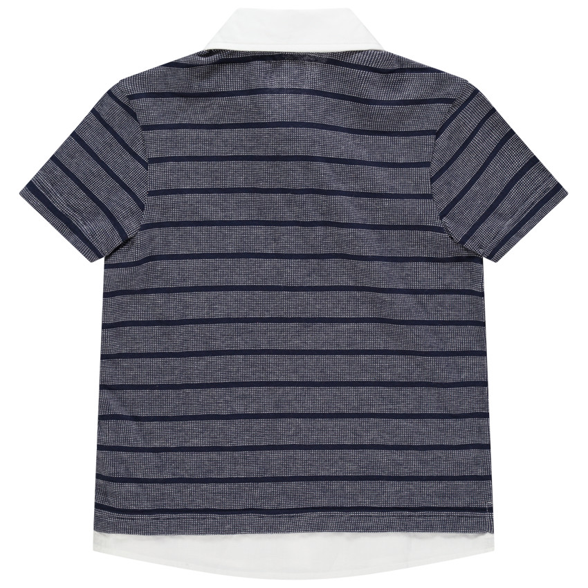 Polo κοντομάνικο ριγέ και γιακάς μονόχρωμος 