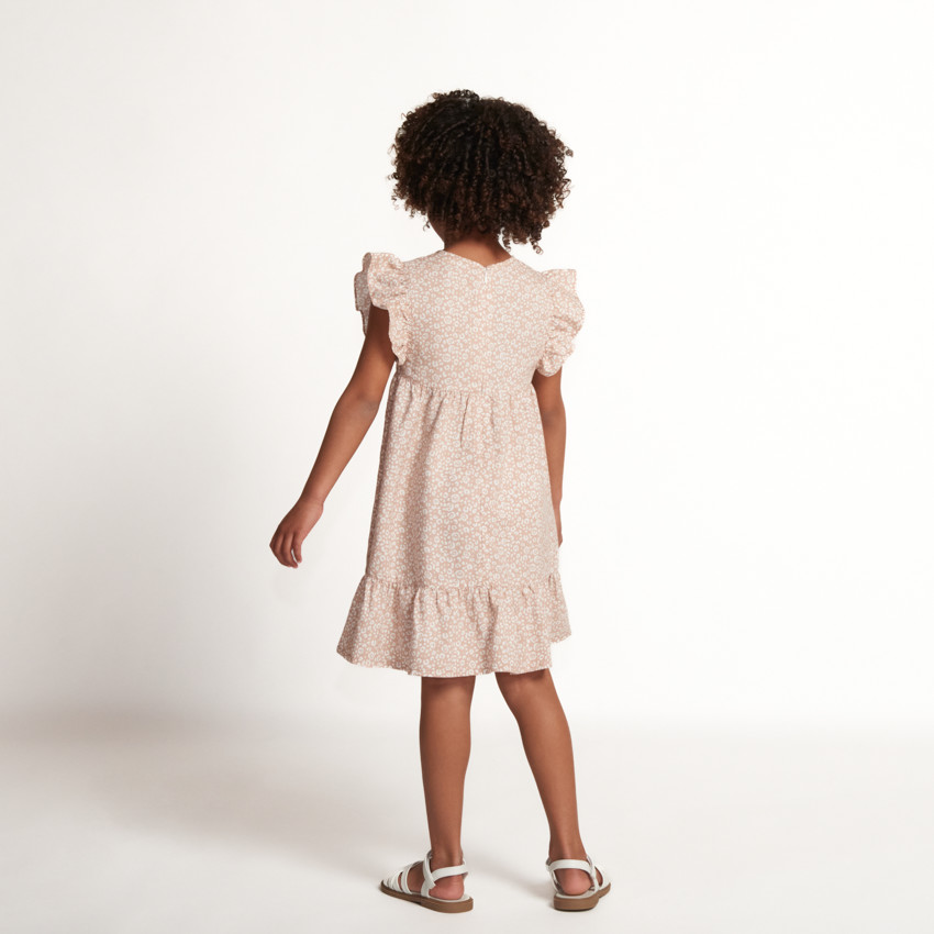 Φόρεμα κοντομάνικο με βολάν και σχέδιο spots για κορίτσι 