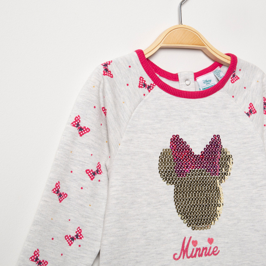 Μακρυμάνικο φόρεμα με τυπωμένα φιογκάκια και μοτίβο Μίνι της Disney από πούλιες 