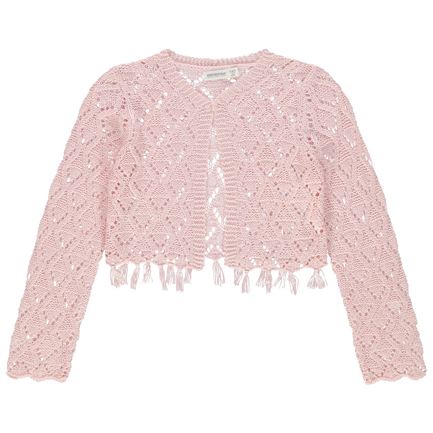 Ζακέτα πλεκτή αζούρ με φινιρίσματα κρόσια  