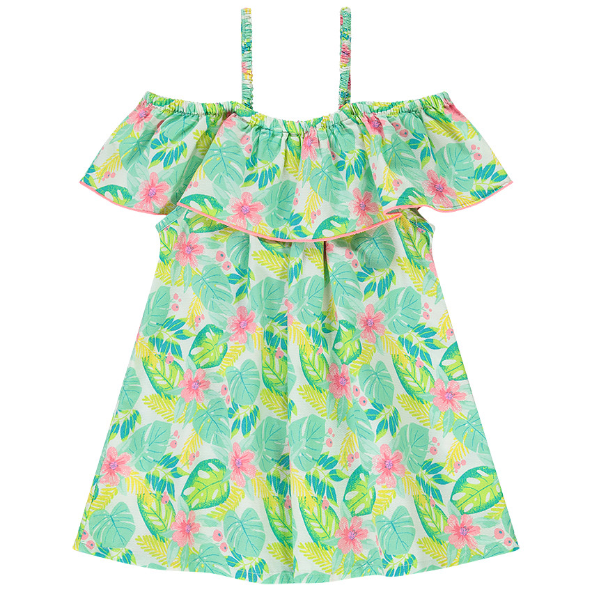 Tunique manches courtes en popeline impimé pour fille 