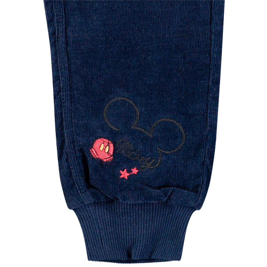 Βελουτέ σκούρο μπλε παντελόνι με στάμπα Μίκυ της Disney 