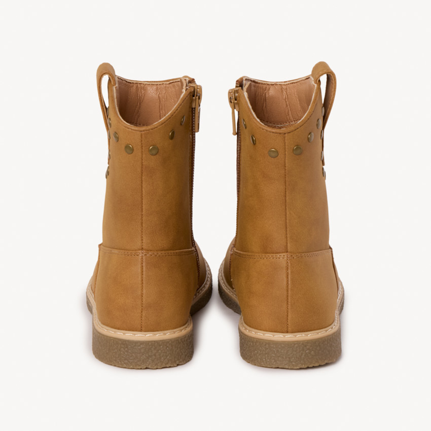 Καφέ μποτάκια με φερμουάρ στυλ καουμπόι για κορίτσι 