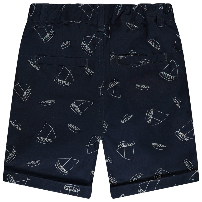 Βερμούδα από πάνινο ύφασμα με σχέδιο βαγονιών για αγόρι 