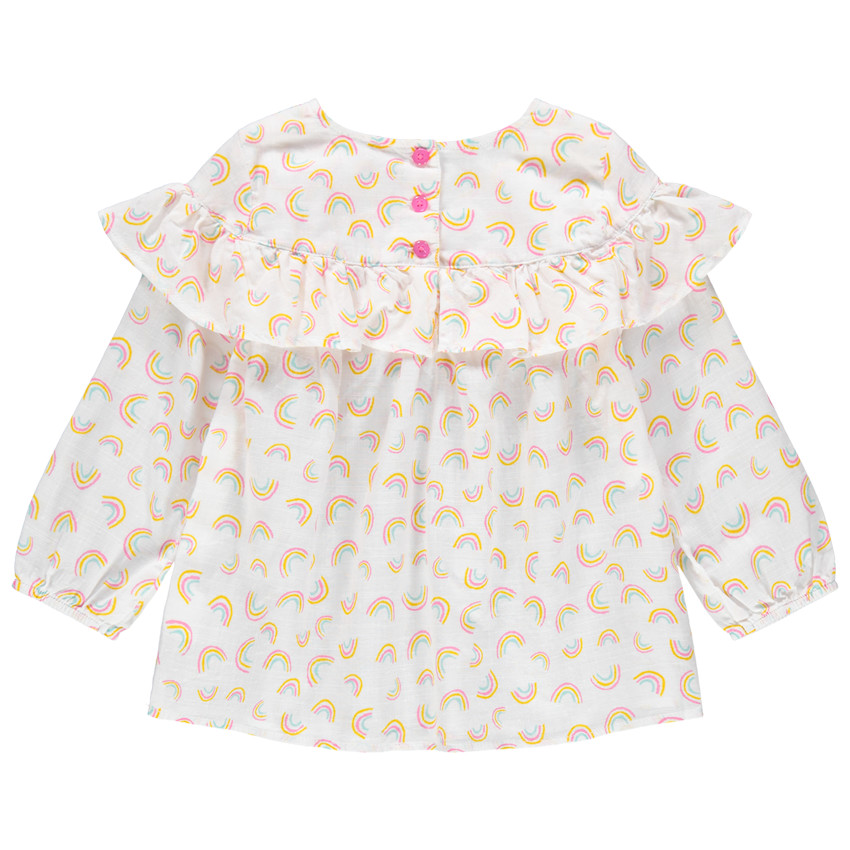 Μακρυμάνικη τουνίκ με μοτίβο με ουράνια τόξα και βολάν 