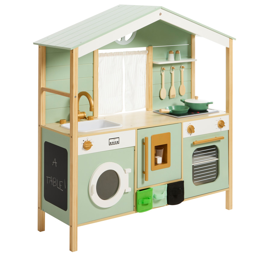 Πλήρως Εξοπλισμένη Κουζίνα Με Ξύλινα Αξεσουάρ 