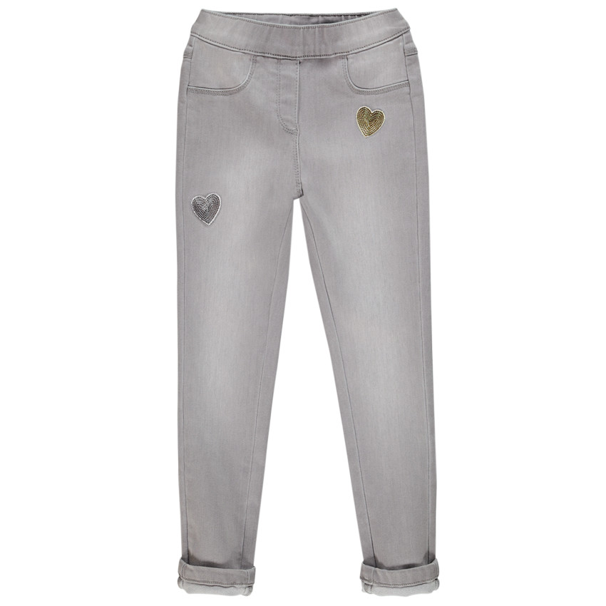 Jegging στυλ ξεβαμμένο με καρδιές και παγιέτες για κόριτσι 