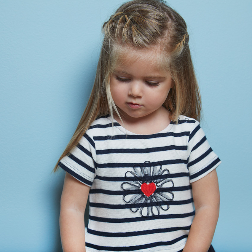 Φόρεμα πλεκτό effet 2-σε-1 κοντομάνικο για bebe κορίτσι 