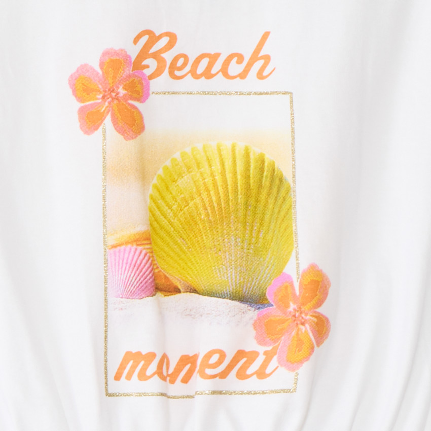 T-shirt à manches courtes, coupe boxy, court, avec imprimé fantaisie pour fille. 