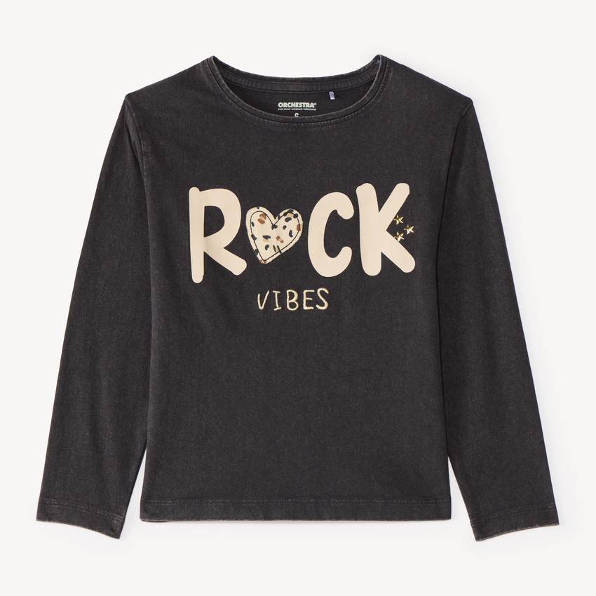 T-shirt à manches longues pour fille avec un imprimé "Rock Vibes 