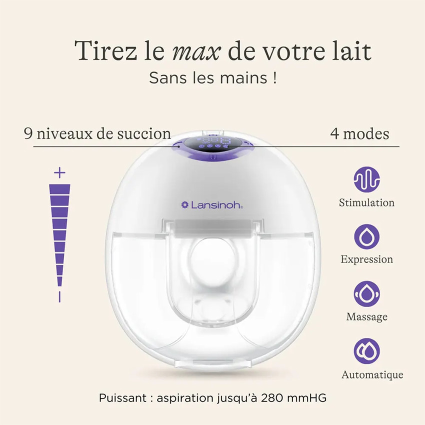 Tire lait électrique simple mains libres Blanc 