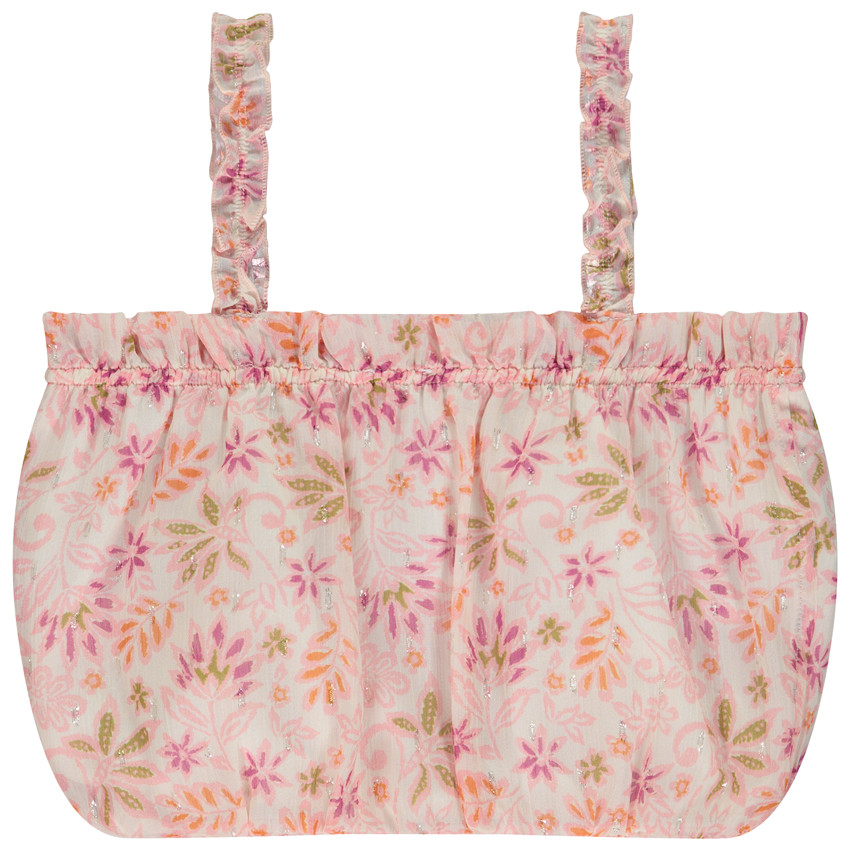 Κροπ τοπ effet μπουλ με floral σχέδιο για κορίτσι 