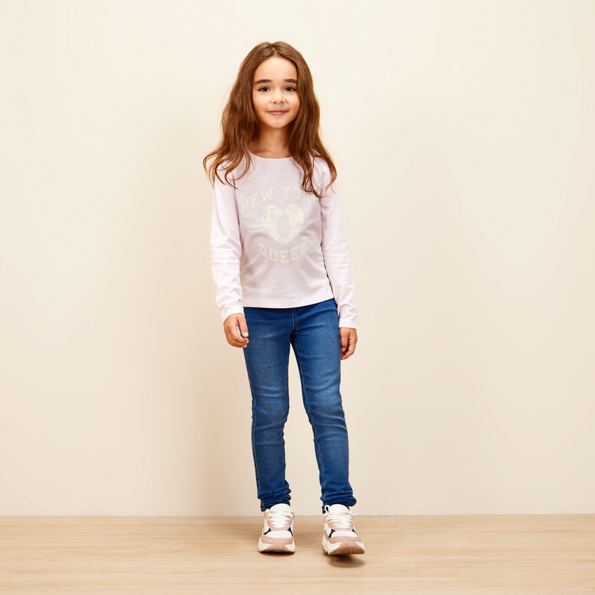 T-shirt μακρυμάνικο με φαντεζί σχέδιο για κορίτσι 