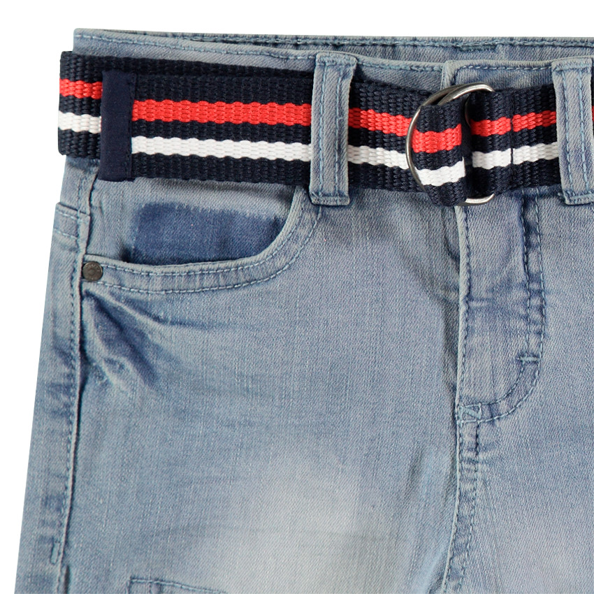 Βερμούδα τζιν με φθαρμένη όψη και αφαιρούμενη ζώνη 