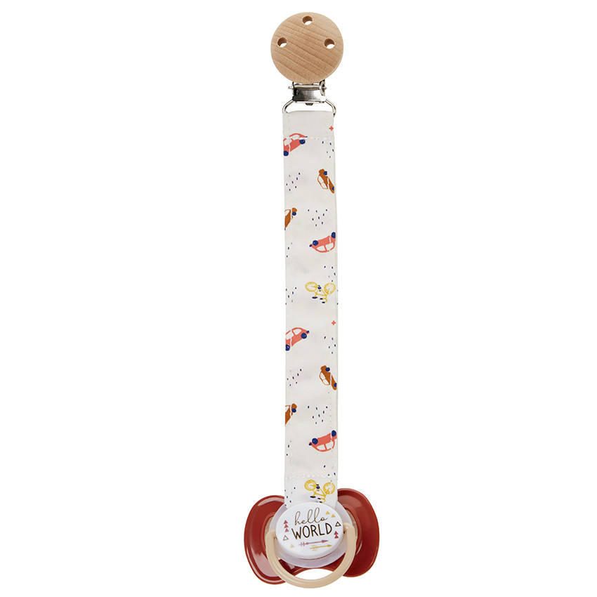 Κλιπ για πιπίλα από ξύλο με σχέδιο αυτοκίνητα 