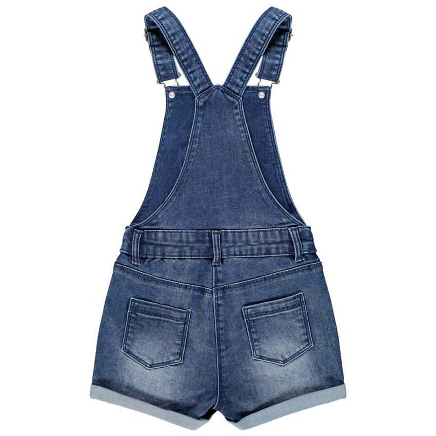 Σαλοπέτα κοντή jean με badges κεντημένες για κορίτσι 