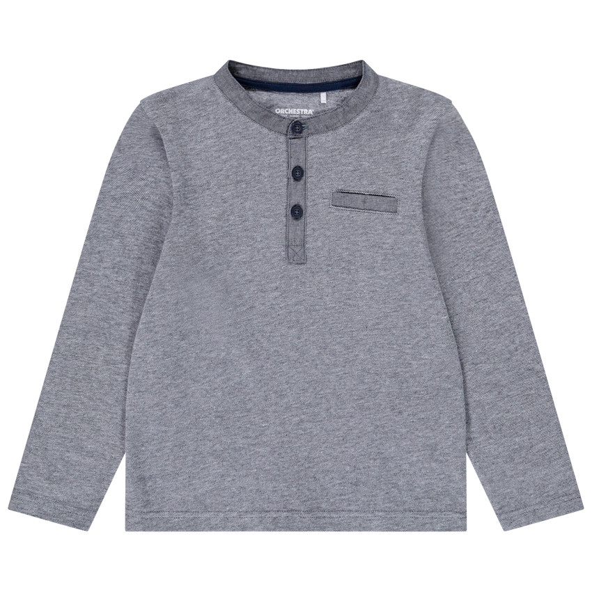 T-shirt μακρυμάνικο για αγόρι με γιακά με κουμπιά 