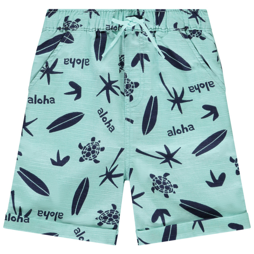 Βερμούδα πάνινη με φαντεζί σχέδιο surf για bebe αγόρι 