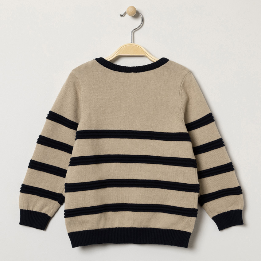 Pull en tricot à rayures et bouledogue  Additional Pull en tricot à rayures et bouledogue