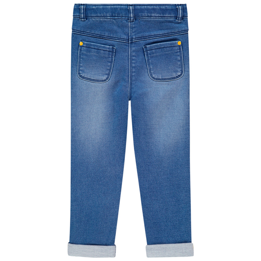 Jean délavé à fleurs brodées pour bébé fille 