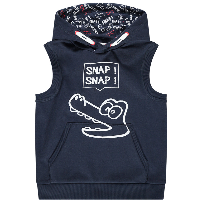 Αμάνικο φούτερ από φανέλα με κουκούλα και στάμπα κροκόδειλο  Additional Αμάνικο φούτερ από φανέλα με κουκούλα και στάμπα κροκόδειλο