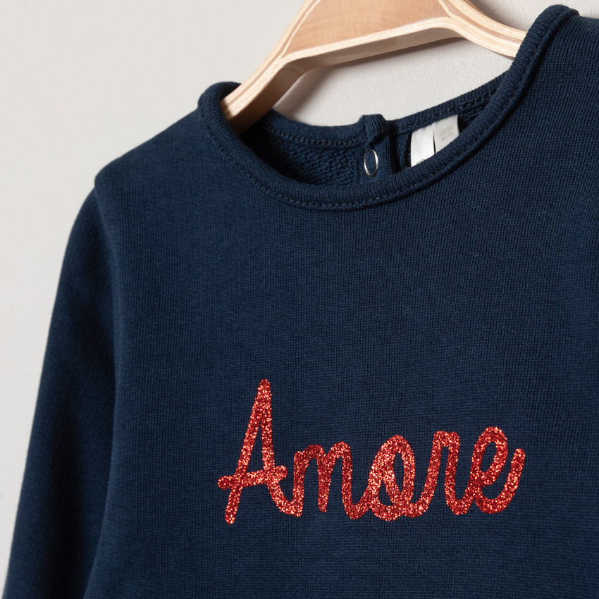Sweat en molleton avec inscription en sequins 