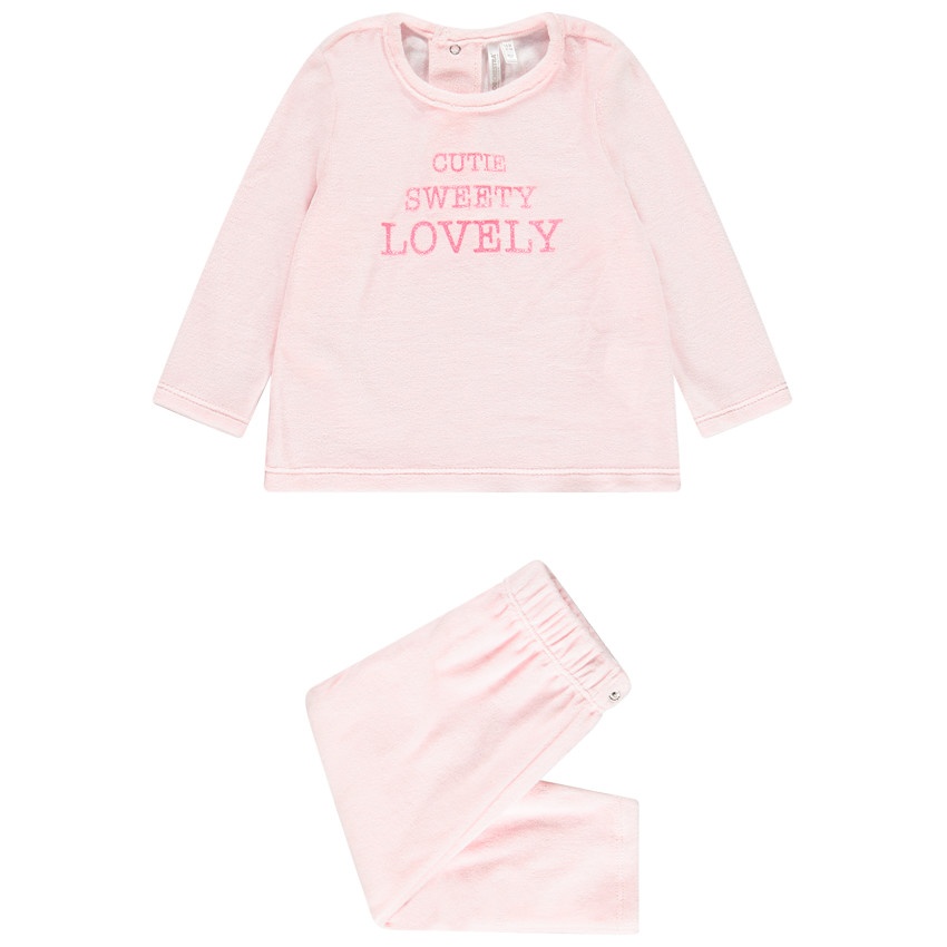 Πιτζάμα βελουτέ με μήνυμα για bebe κορίτσι 