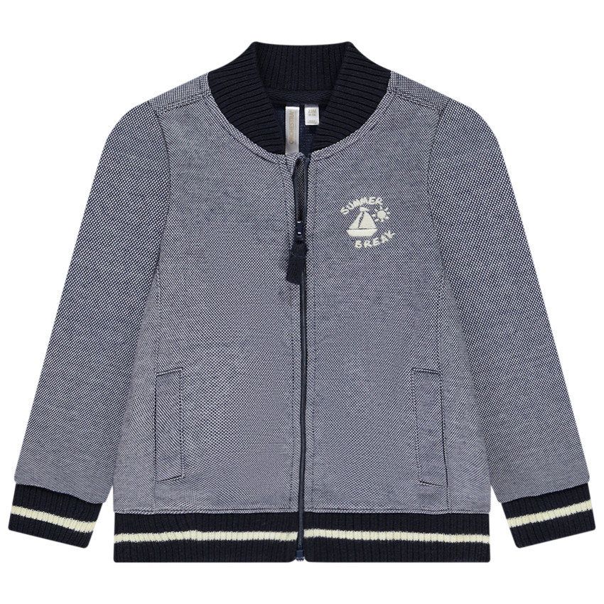 Gilet en maille piqué à col Teddy avec broderie pour bébé garçon 