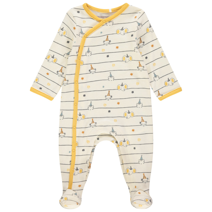 Dors-bien en coton imprimé rayures et animaux 