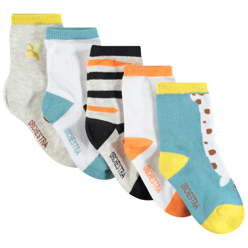 Σετ από 5 ζευγάρια κάλτσες ασορτί με σχέδια 