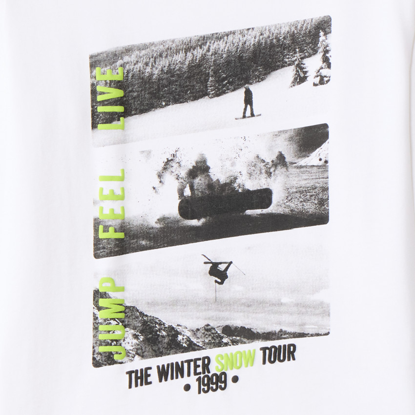 T-shirt à manches longues garçon avec impression photo de snowboard 