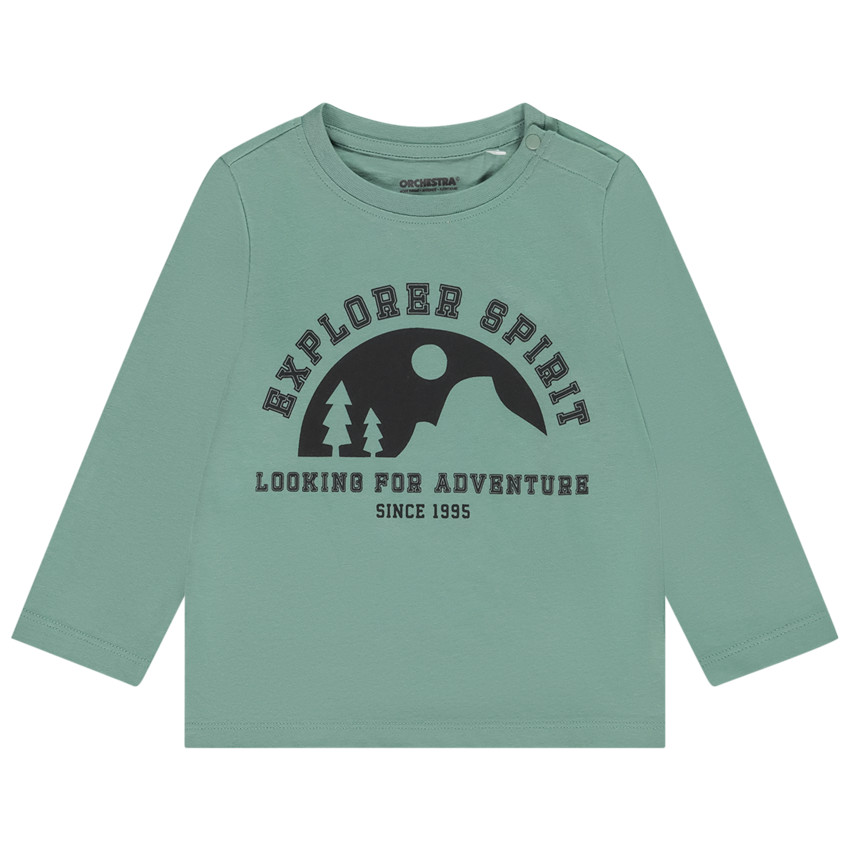 Μακρυμάνικο μπλουζάκι print φαντεζί για bebe αγόρι 