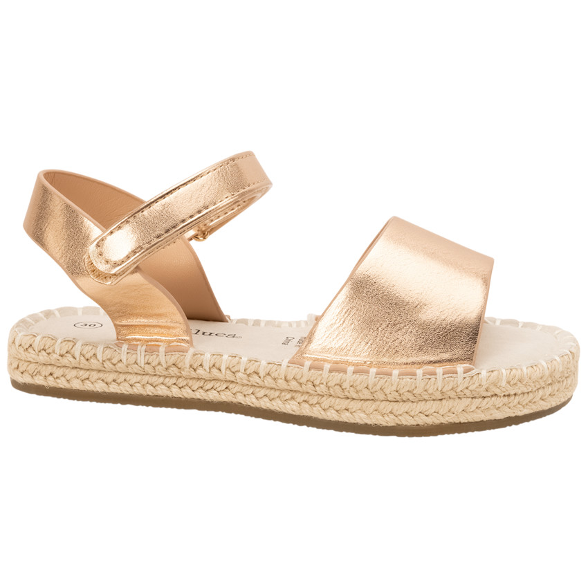 Σανδάλια rose gold effet satiné με σόλα από σχοινί για κορίτσι 