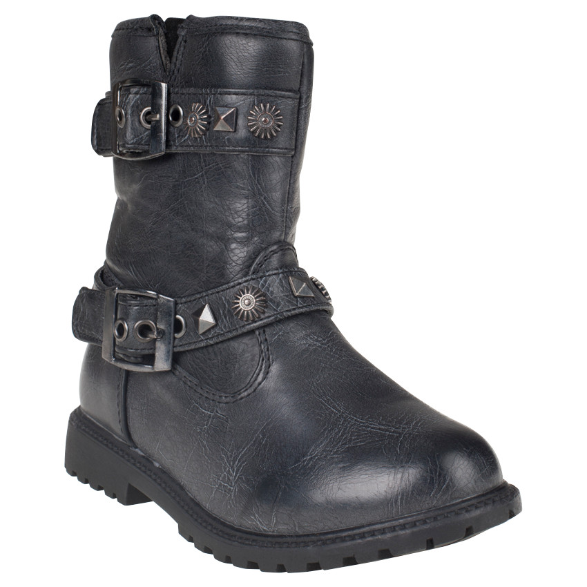 Bottines grises avec boucles et rivets fantaisie 