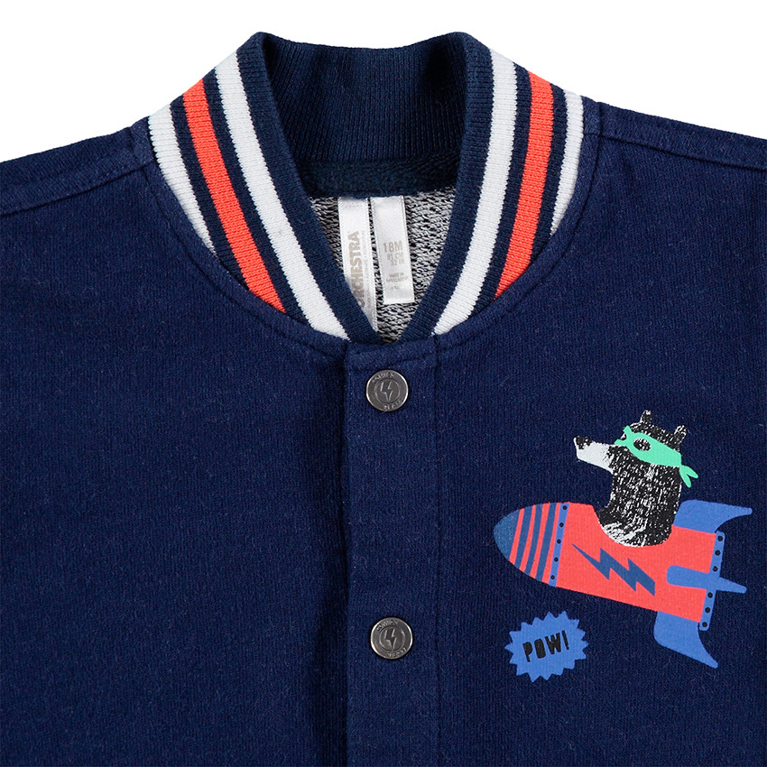 Τζάκετ σε κολεγιακό στιλ με τυπωμένο αρκουδάκι και πύραυλο  