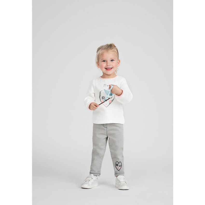 Μακρυμάνικη μπλούζα ζέρσεϊ με τυπωμένη καρδιά 