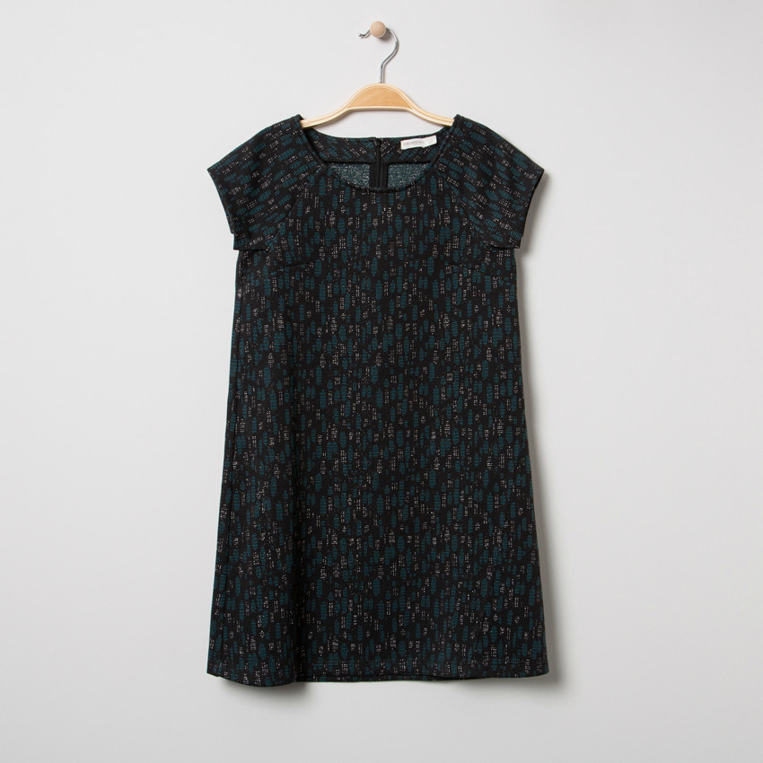 Junior - Robe manches courtes avec motif jacquard all-over  
