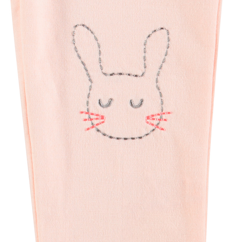 Παντελονοκολάν από φανέλα με κεντημένα λαγουδάκια 