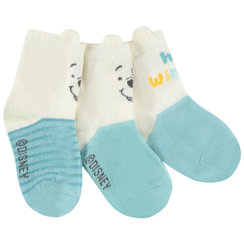 Lot de 3 paires de chaussettes ludiques Winnie Disney pour bébé garçon 