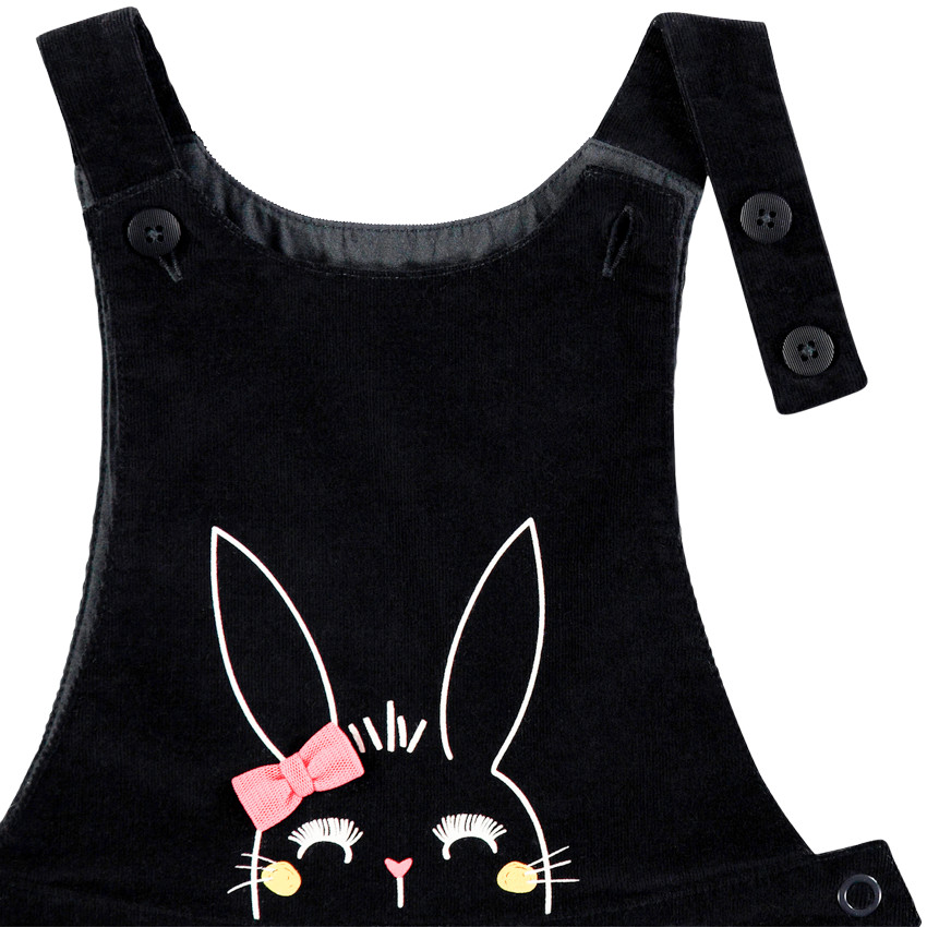Salopette courte en velours motif lapin 