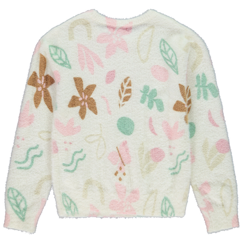 Κοντό πουλόβερ πλεκτό με floral σχέδιο για κορίτσι 