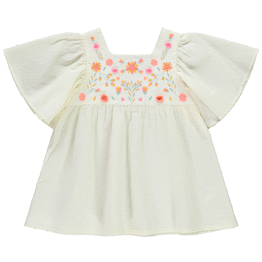 Τουνίκ κοντομάνικη με plumetis και κεντήματα για κορίτσι 
