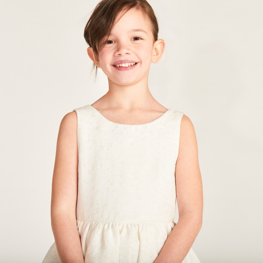 Φόρεμα από ζακάρ και τούλι με λουλουδάτα σχέδια για κορίτσι 