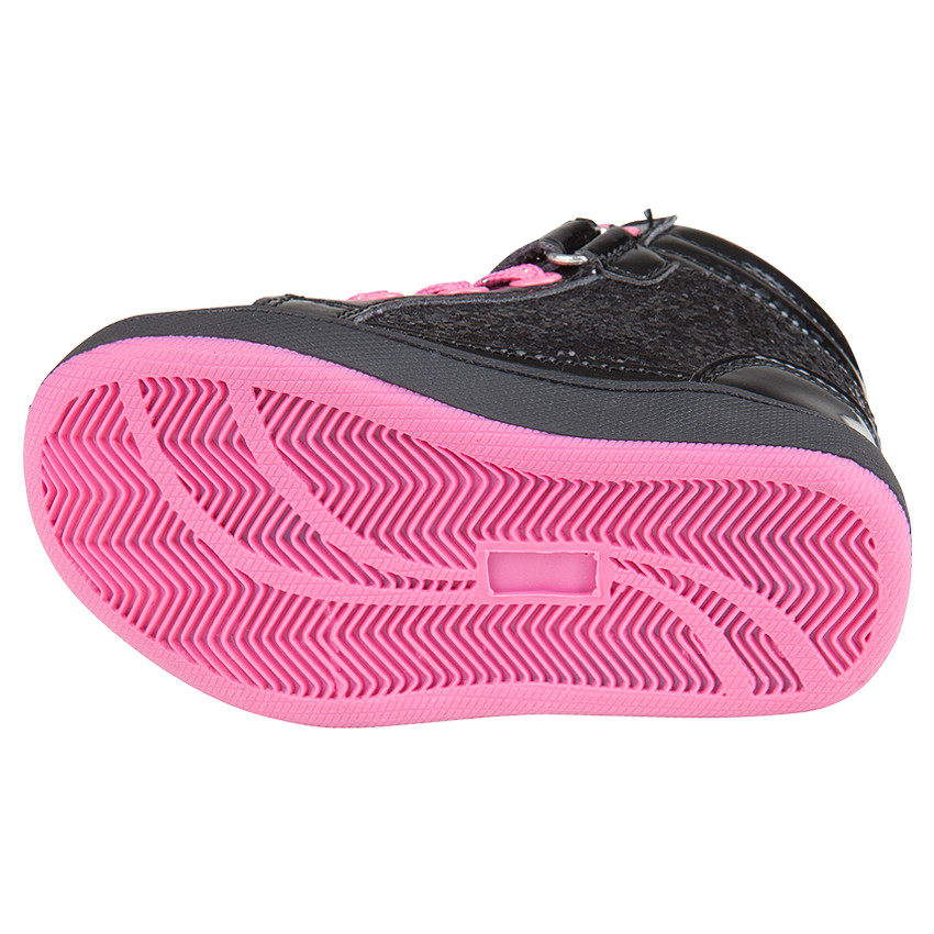 Bottillons noirs pailletés à lacets et scratch Hello Kitty 