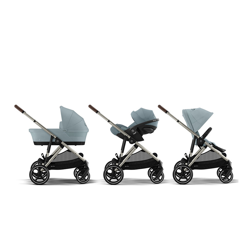 Διπλό καρότσι Gazelle S με panier σε χρώματα ταουπέ και μπλε καταιγίδας 