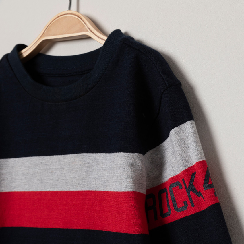 T-shirt manches longues en jersey lourd à rayures 