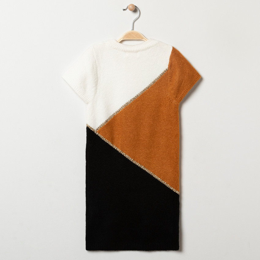 Φόρεμα κοντομάνικο σε άλλο χρώμα πλεκτό για κορίτσι  Additional Φόρεμα κοντομάνικο σε άλλο χρώμα πλεκτό για κορίτσι